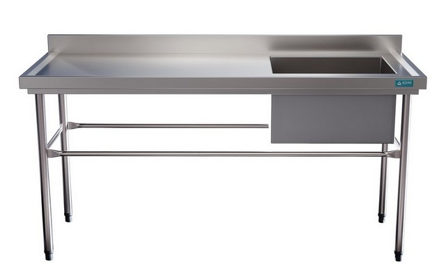 Mesa pia aço inox industrial com duas cubas